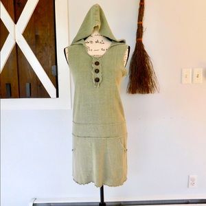 Earth Creations Hooded Dress Sage Green Organic Cotton & Hemp